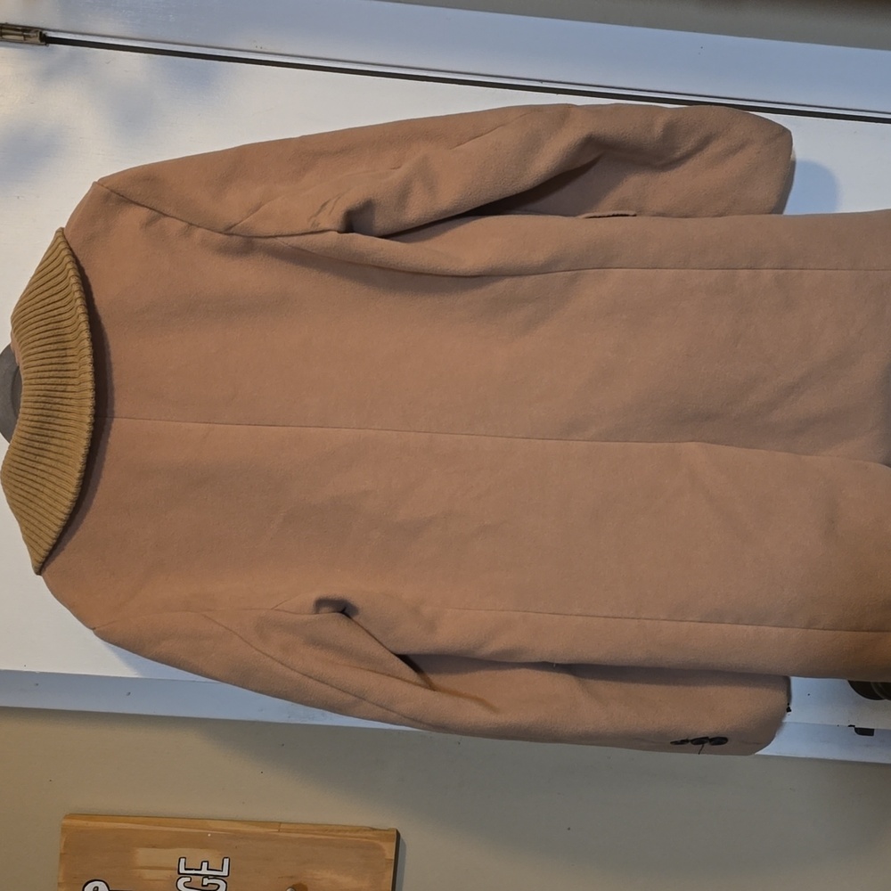 Men's Tan Double-Breasted Coat - Picture 2 of 3